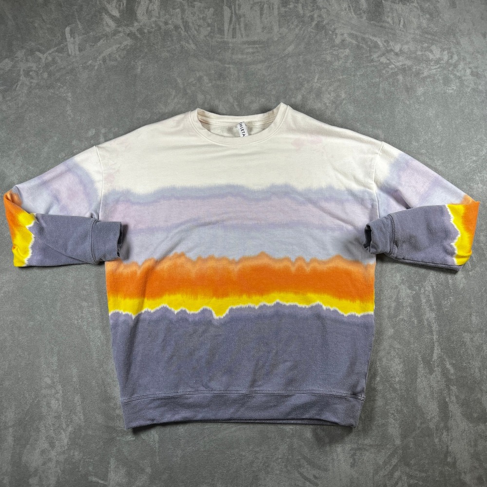 Athleta Sundown Sweatshirt Womens Small‎ Tie Dye Horizon Stripe Purple Orange S